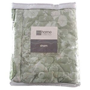 NEW JC Penney Pillow Sham Standard Cottage Floral Sage Green Quilted 21x27